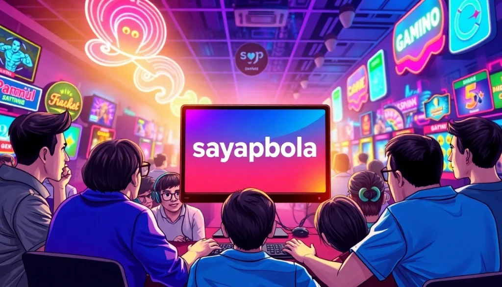 Pemain antusias terlibat dalam sayapbola di lingkungan permainan online yang energik.