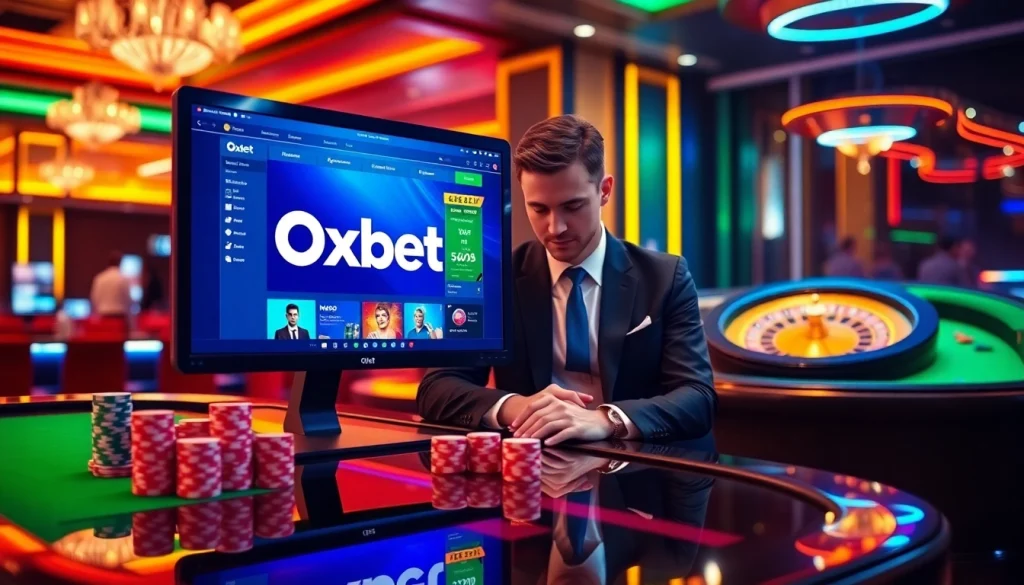 Exciting online gambling experience at Oxbet with vibrant casino elements.