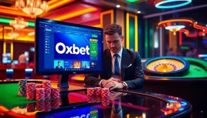 Exciting online gambling experience at Oxbet with vibrant casino elements.