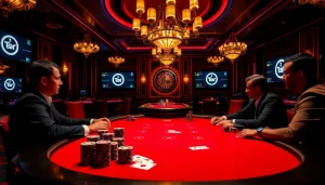 Engaged players strategize at a poker table highlighting hidden wiki tor gambling excitement.