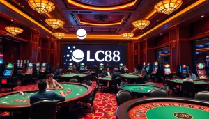 Experience thrilling gaming action at LC88 Casino with luxurious tables and vibrant gameplay.