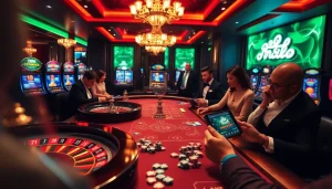 Experience the excitement of RR88 with players betting in a luxurious casino environment.