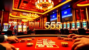 Engaged players at the BL555 casino poker table, showcasing excitement and luxury.