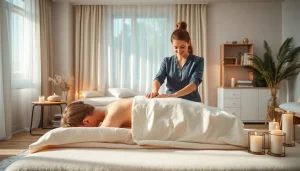 출장마사지 service in a relaxing home environment with a professional masseuse ready to provide quality care.