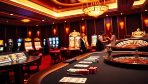 Experience the excitement at https://sunwinn.in.net/ with a vibrant casino scene featuring blackjack and slot machines.