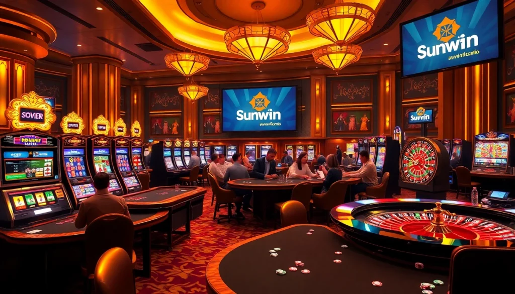 Playing poker at Sunwin's luxurious casino, showcasing intense gaming moments.