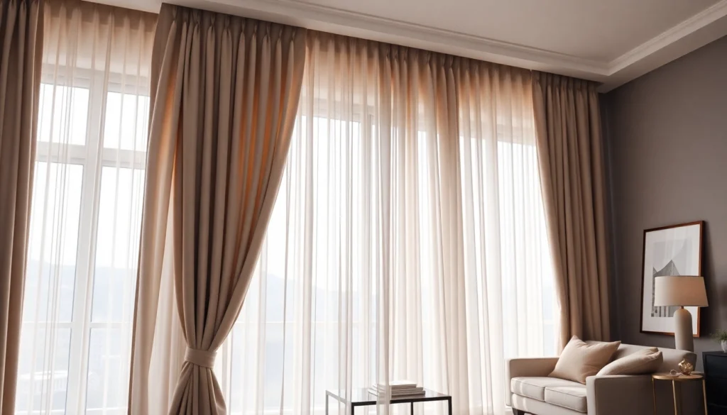 Verduisterende gordijnen die elegant hangen in een mooi ingericht interieur