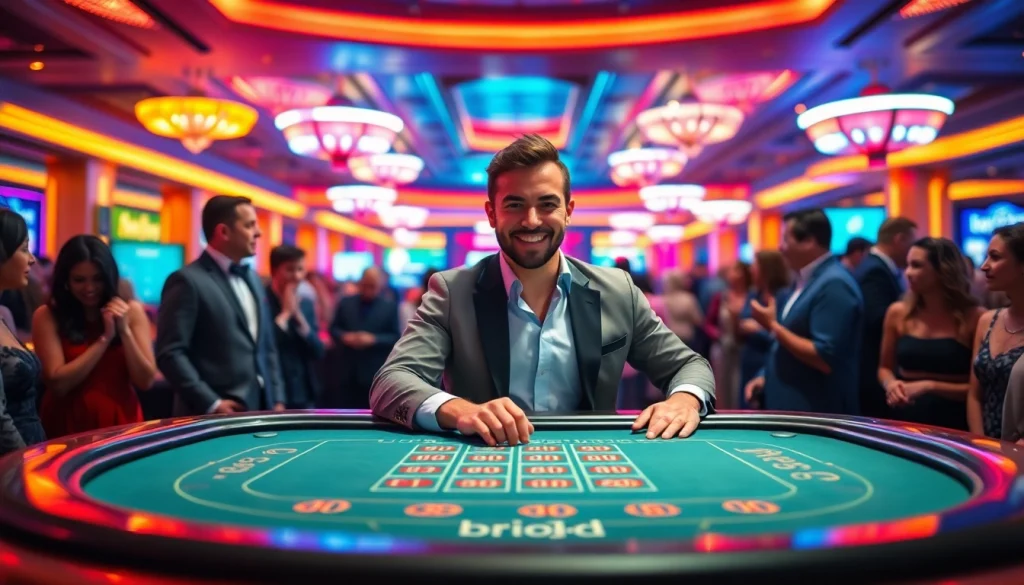 Experience the excitement of brio4d gaming in a vibrant casino with a professional dealer.