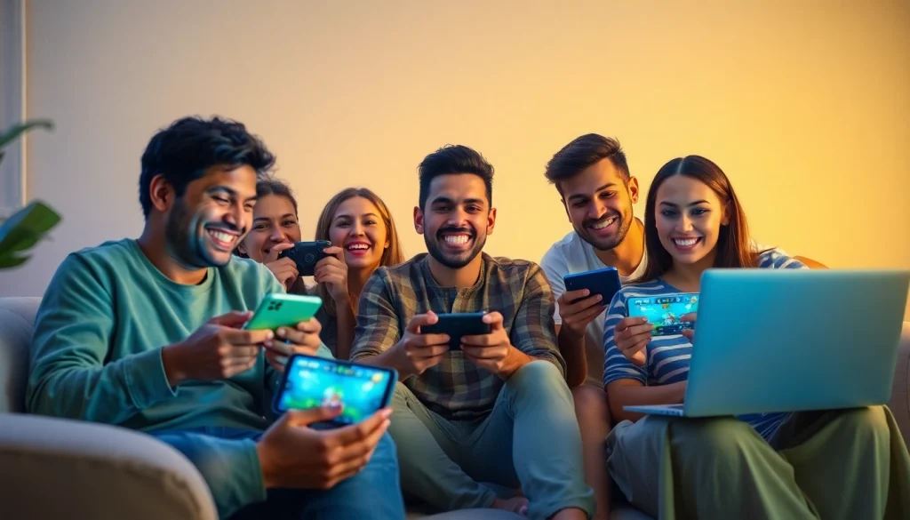 Engaged players enjoying the Jalwa Game on various devices, showcasing a fun online gaming environment.