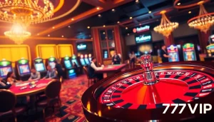 Dynamic players engaging in thrilling games at the 777VIP casino, showcasing excitement and luxury.