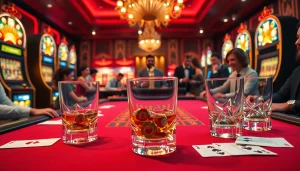 Players engaging in dynamic betting action at the BJ38 casino table, surrounded by excitement and luxury.