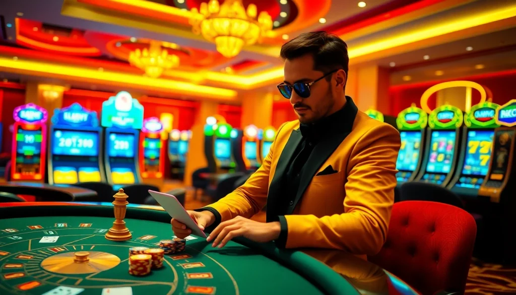 Experience thrilling online gambling with chơi game mmoo at an elegant casino atmosphere.