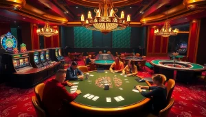 Experience the thrill of gambling at Kp88's luxurious casino scene with vibrant games and elegant decor.