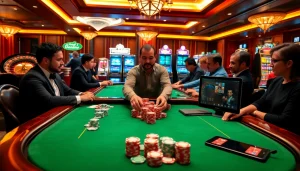 Engaging poker scene at https://gg88.biz/ with beautifully stacked chips and a spinning roulette wheel.