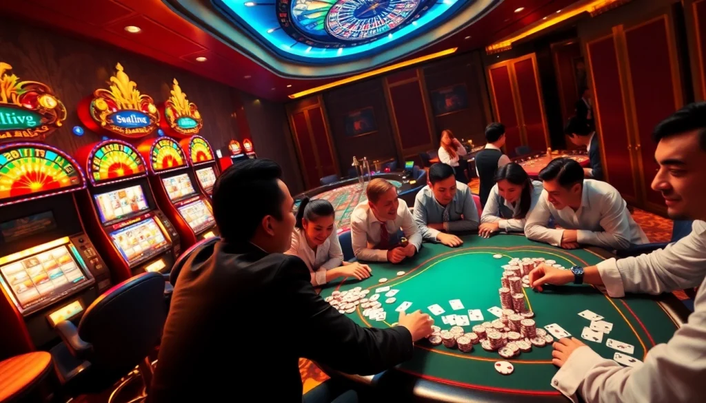 Experience vibrant gameplay at https://slvip1.com.ph/ with poker chips and a roulette wheel.