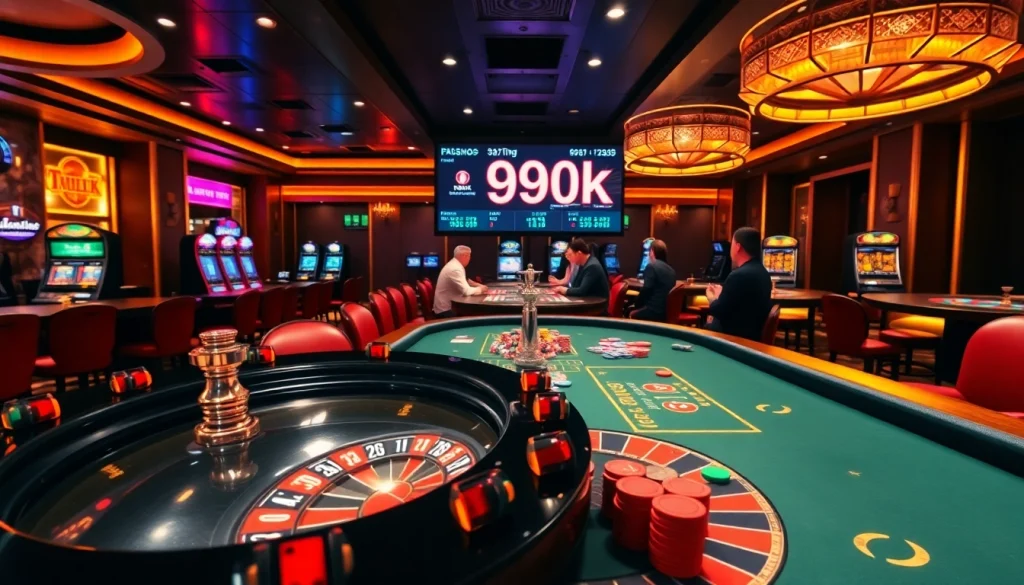 Exciting poker action at 99ok casino with vibrant chips and live betting odds displayed.