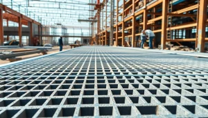 GRP Grating Supplier displaying high-quality grating material in a construction environment