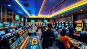 Exciting gaming atmosphere featuring diverse players at 56WIN platform, highlighting a vibrant online betting experience.