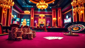 Experience thrilling gaming at xin88 with a luxury casino vibe featuring poker chips and rich decor.