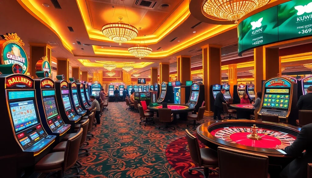Experience the thrill of kuwin gaming with vibrant casino tables and exciting slot machines.