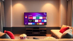 Experimente a configuração definitiva de entretenimento doméstico com Lista IPTV, apresentando uma interface moderna de TV.