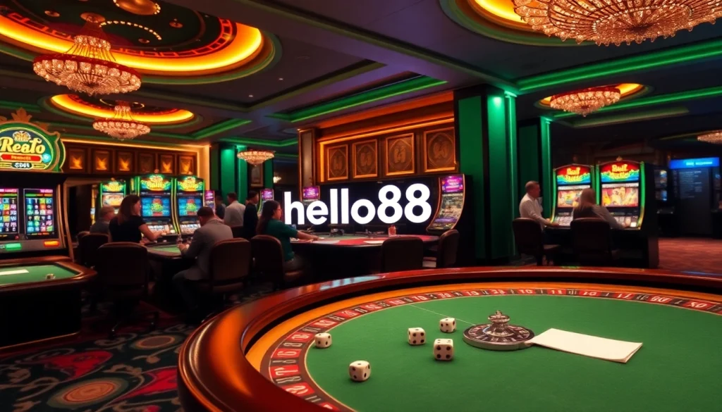 Engage with thrilling gameplay at hello88 casino with roulette and vibrant slot machines.