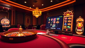 Engage with exciting online gambling options at https://gamemanclub.wiki, showcasing a poker table and roulette wheel.