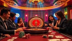 Excited players at a casino engage in thrilling gambling while contemplating their imprumut options.