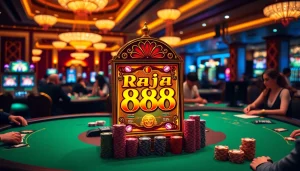 Players enjoying the Raja 88 slot machine in a vibrant casino atmosphere.