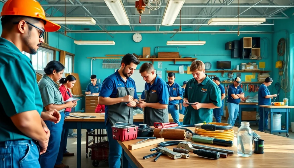 Students engaged in practical training at trade schools in Hawaii, highlighting collaboration.