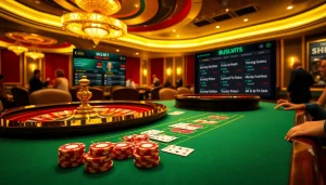 8kbet casino scene showcasing vibrant poker gameplay and luxurious gambling atmosphere.