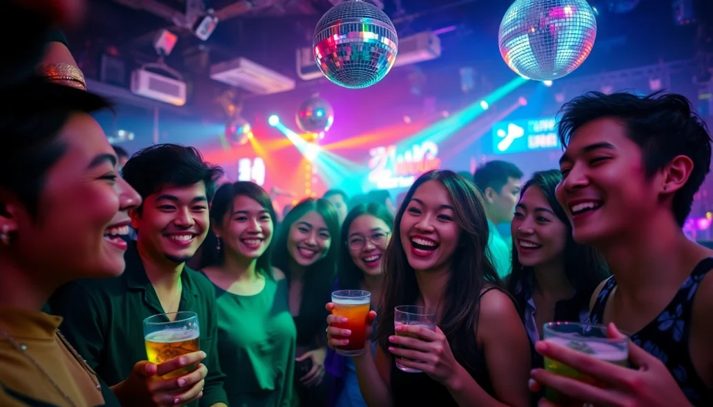 在上海夜店中展现吃瓜百科文化的充满活力的夜生活场景。