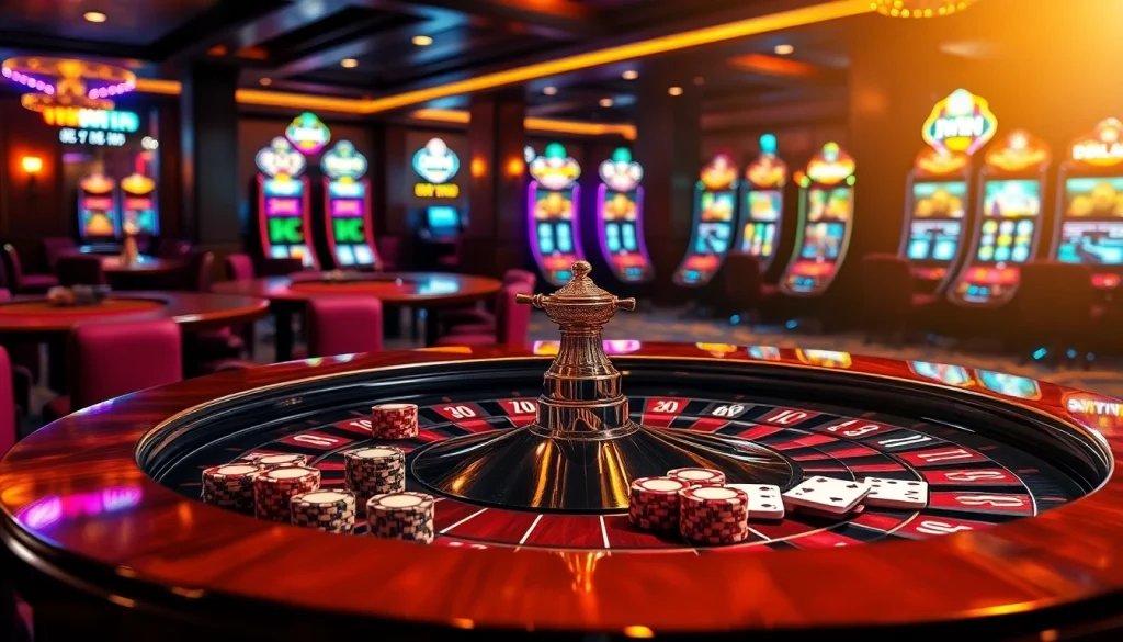 Experience the excitement of iwin in a luxurious online casino setting, featuring roulette and vibrant betting options.