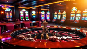 Experience the excitement of iwin in a luxurious online casino setting, featuring roulette and vibrant betting options.