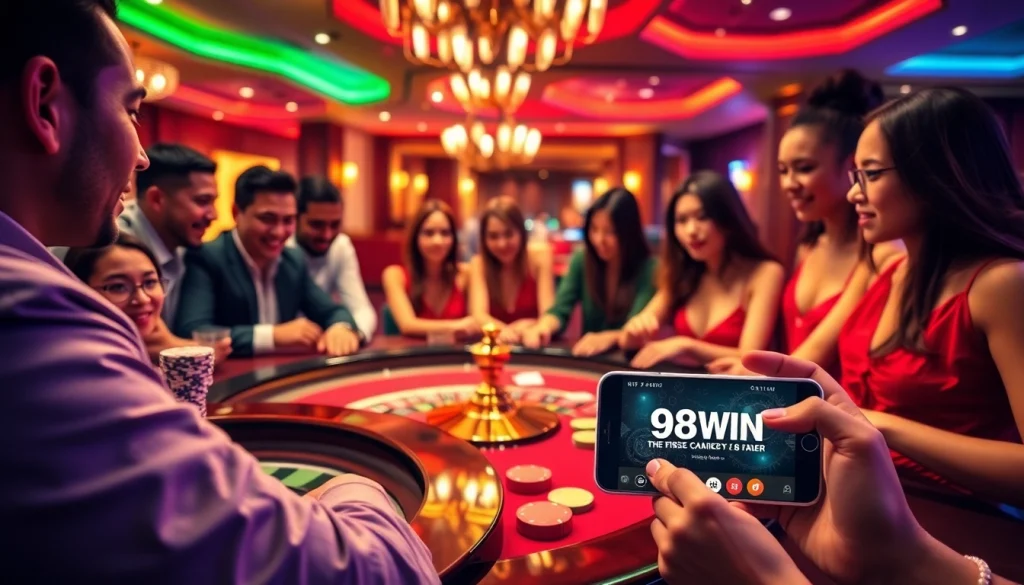 Experience high-stakes excitement at 98WIN casino with vibrant game action and thrilling ambiance.