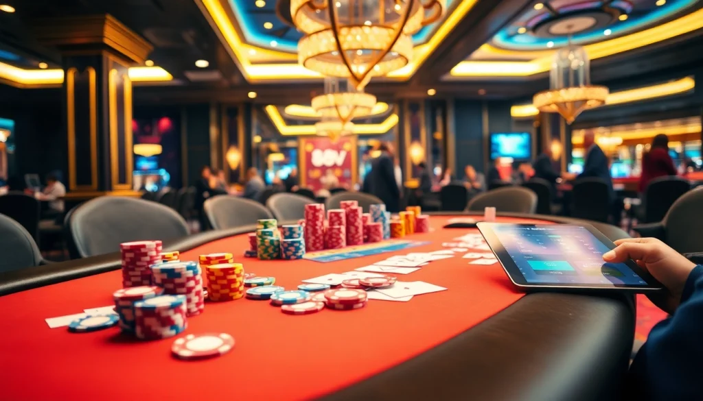 Experience the excitement of 88vv's casino games with vibrant poker table action and festive ambiance.