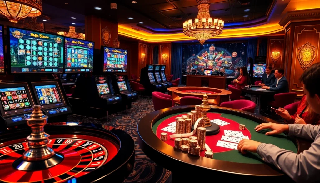 Engaging action at a luxurious online gambling setting showcasing casino en ligne francais with vibrant poker games.