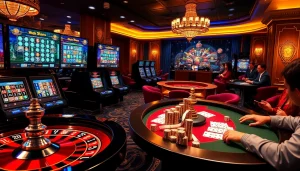 Engaging action at a luxurious online gambling setting showcasing casino en ligne francais with vibrant poker games.