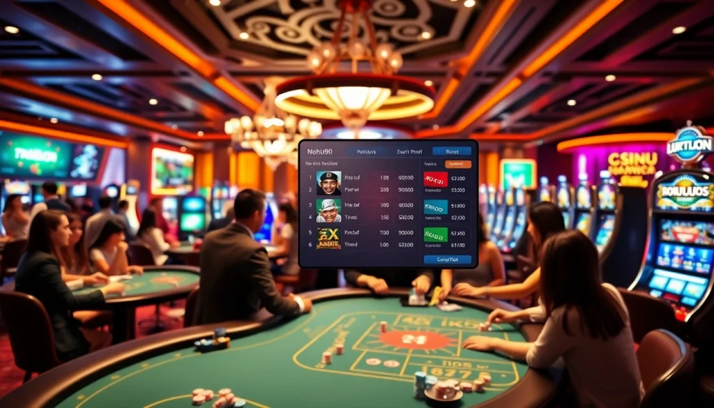 Nohu90 online gambling interface displayed in a glamorous casino setting with engaging gameplay.