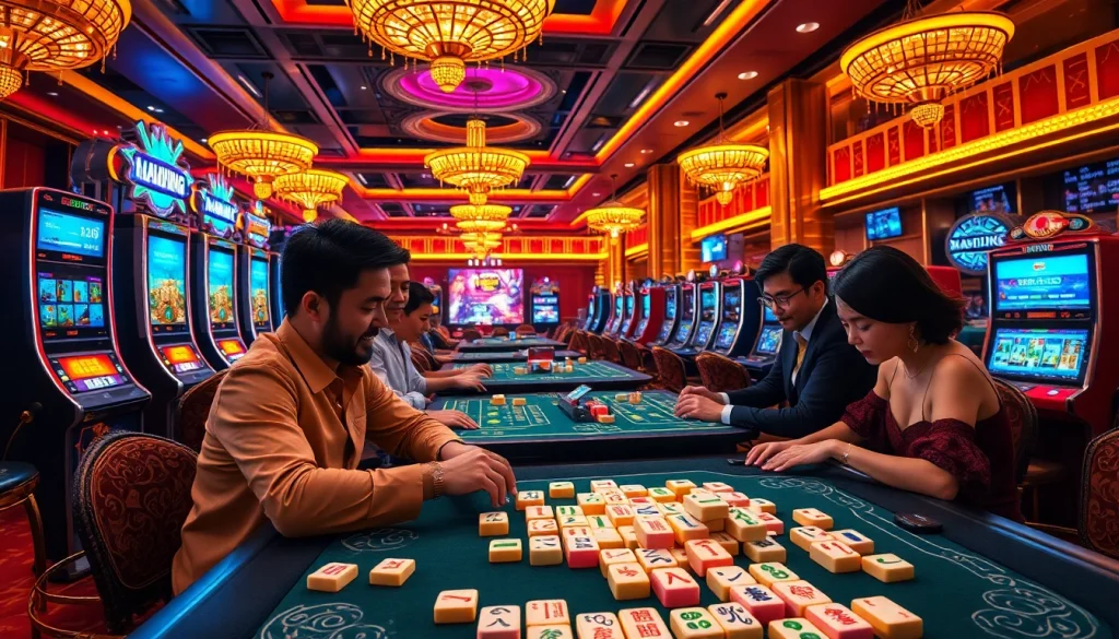 Pemain menikmati Mahjong Ways 2 dalam suasana kasino yang hidup dengan permainan yang seru.