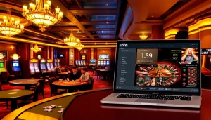 Experience thrilling gameplay at u888 com with poker chips and cards in an elegant casino setting.