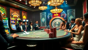 GO8 players enjoying a high-stakes game at a luxurious casino table.