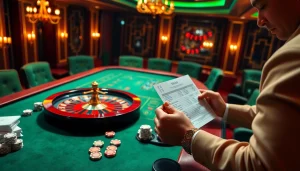 Engaging scene capturing pengeluaran china excitement at a casino table with poker chips and roulette.