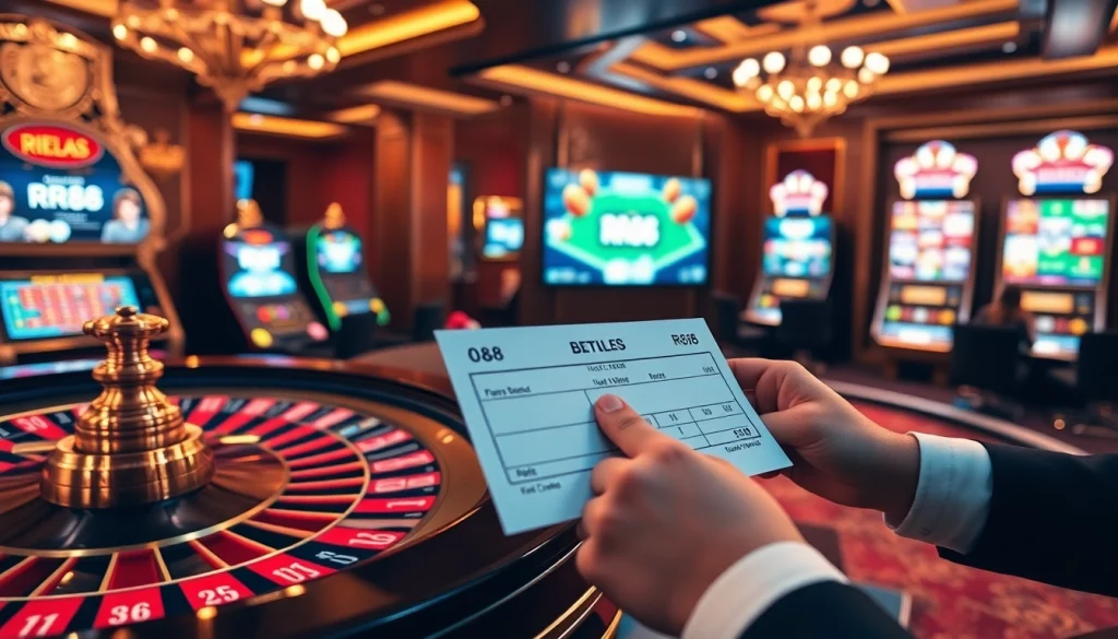 Experience the thrill of winning at RR88 with engaging casino games displayed in a vibrant atmosphere.