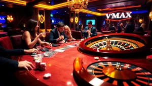 Experience the thrill of gaming at VMAX with engaging poker and roulette action.