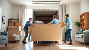 Effizientes Umzugsteam bei Umzugsunternehmen Hannover, das Möbel professionell verpackt.