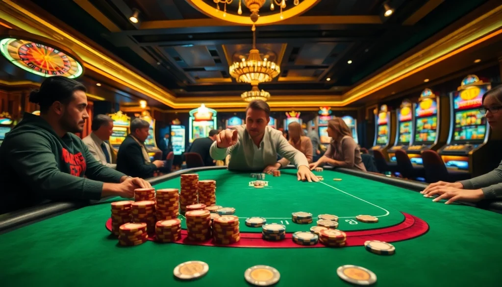 Engaging gamblers with a luxurious poker table scene linked to hidden wiki resources for strategic play.