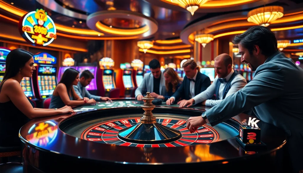 Experience thrilling gameplay at https://kjc.money/ with vibrant casino tables and excited players.