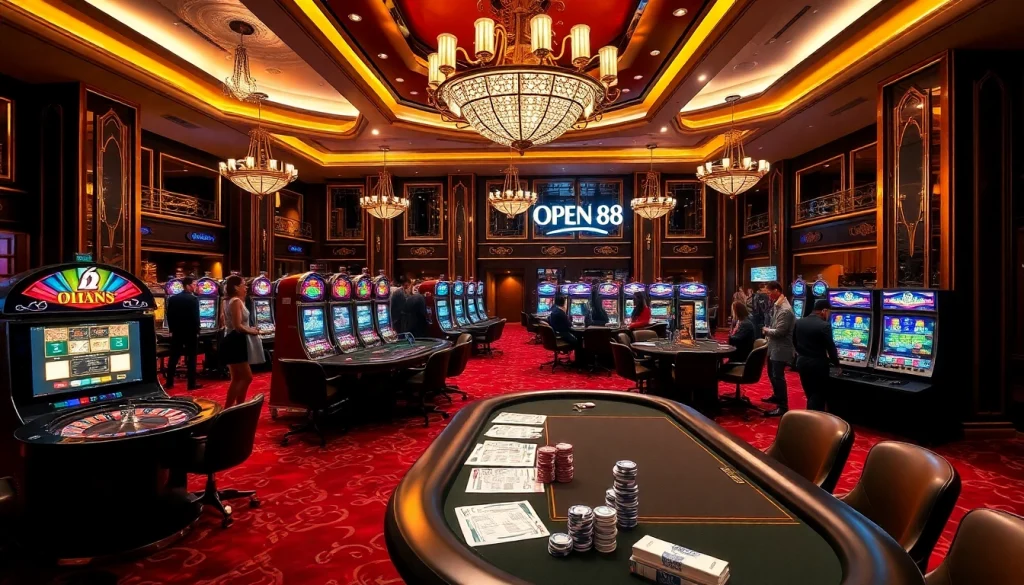 Experience the excitement of OPEN88 with vibrant casino tables, cards, and thrilling gambling action.