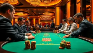 Experience the excitement of the uu88 game at a high-stakes poker table surrounded by professional gamblers.